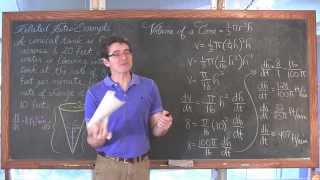 Calculus Related Rates Example Volume of Cone Calculus 1 AB [upl. by Eimirej]