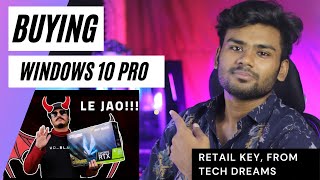 Buying windows 10 pro Reatil key from TechDreams at cheapest rate 00 [upl. by Jadwiga]