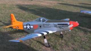 Hanger 9 P51 Mustang Maiden Flight at the BAMS field [upl. by Ailadgim]