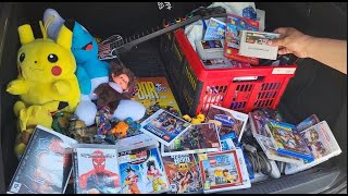 CARTON EN VIDE GRENIER DU SNES A 1€ DES FIGURINES DES JEUX RARES DE LA BD DU BLURAY [upl. by Nazario]