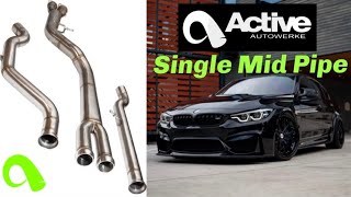 Active Autowerke Single Mid Pipe Install  Exhaust Clips No More Rasp BMW M3 M4 [upl. by Aicilec]