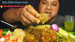 Eating Spicy Chicken Liver Masala Curry Chutney Biryani GravyGreen Chilli Salad  Asmr Mukbang [upl. by Lamhaj457]