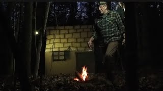 Cardboard Cabin build SOLO Overnight in the Missouri Woods [upl. by Raye]