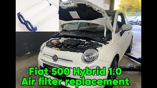 How to change Air filter Fiat 500 hybrid 10 luft filter wechseln DIY [upl. by Ewnihc]