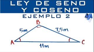 Ley de Seno y Coseno  Ejemplo 2  Solucionar el triángulo [upl. by Fredkin]