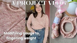 How I modified the Monday Sweater to fingering weight  knitting project vlog [upl. by Brody]