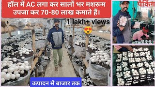 AC हॉल में सालों भर मशरूम की खेती से लाखों कमाते हैं ये किसान। [upl. by Elfont379]