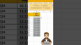 Excel лайфхаки  Как в excel вывести день недели эксель excel excelformula лайфхак ексель [upl. by Aicital]