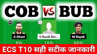 COB vs BUB Dream11 prediction COB vs BUB Player Stats COB vs BUB Dream11 Team COB vs BUB [upl. by Linzy]