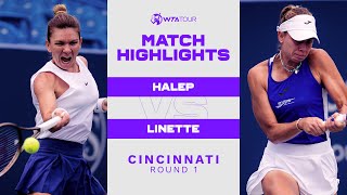 Simona Halep vs Magda Linette  2021 Cincinnati Round 1  WTA Match Highlights [upl. by Altis230]