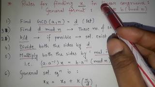 Number theory  Steps to find the solution of x in linear congruence [upl. by Eadmund266]