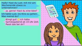 Deutsche Dialoge Verabredungen ausmachen  Nachrichten  SMS schreiben German for beginners [upl. by Missi]