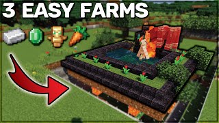 Top 3 Early Game Farms Minecraft  Iron Farm Crop Farm Raid Farm [upl. by Llehsem]