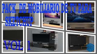 REGALO PACK DE MOBILIARIO DE TV PARA SKETCHUP Vol 1 [upl. by Ramahs]