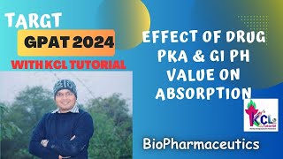 Effect on Drug Absorption of Drug PKa value amp GI PH value  Biopharmaceutics  sure Question in GPAT [upl. by Gaylene]