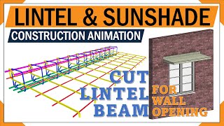 Why do we provide Lintel beam  Lintel beam slab amp sunshade reinforcement  3d animation beam [upl. by Atilamrac]