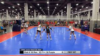 USAV Junior Nationals 2024  Circle City 16 Purple vs Club V Ren [upl. by Arita242]