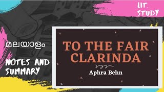 To the Fair Clarinda by Aphra Behn [upl. by Enialed809]