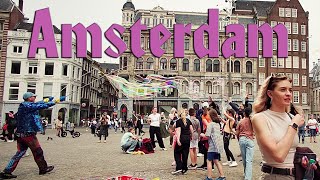 Amsterdam walking tour Damrak Mei 2024 part 1 [upl. by Enilegnave]