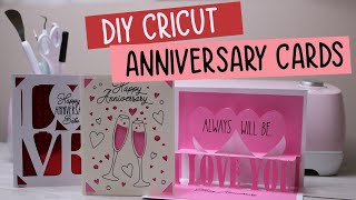 Cricut Anniversary Card Ideas  Easy Cricut Cards [upl. by Laitselec]