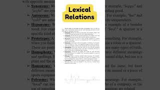 Lexical Relations Language and Linguistics Instant Essay for Exam Success ARsummaryguidance [upl. by Bianchi]