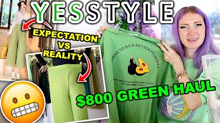 YESSTYLE TRY ON HAUL  HUGE 800 GREEN YESSTYLE HAUL 2020 green clothing to make my bird happy [upl. by Knute]