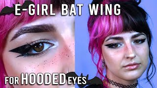 how to do egirl bat wing makeup for hooded eyes  in depth makeup tutorial [upl. by Jillana926]