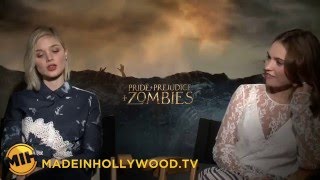 Bella Heathcote and Lily James Uncut Pride and Prejudice and Zombies Interview [upl. by Aenotna]