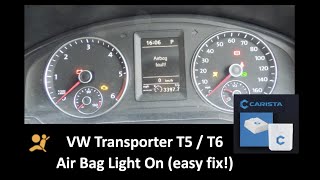 VW Transporter VWT5  VWT6 How to fix Air Bag Light Easy fix [upl. by Anibla]