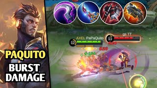 THIS IS WHY PAQUITO IS ONE OF THE BEST FIGHTER FOR SOLO PLAYERS  PAQUITO BURST DAMAGE BUILD  MLBB [upl. by Ynned]