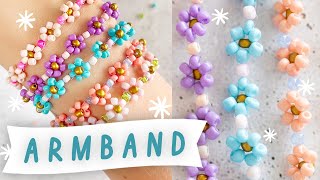 Blumenarmband aus Perlen selber machen [upl. by Yeruoc]