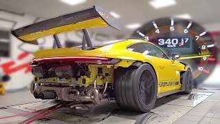 Porsche 992 GT3 RS feat FULL Akrapovic Limited Edition exhaust  340kmh DYNO Pulls amp Engine Sounds [upl. by Kalvn10]