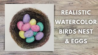 Realistic Watercolor Birds Nest Painting How To Use Masking Fluid With Watercolor [upl. by Caton]