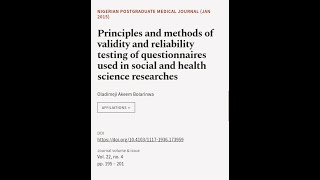 Principles and methods of validity and reliability testing of questionnaires used in   RTCLTV [upl. by Namlas]