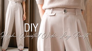 🌹DIY Wide Leg Pants  How To Make High Waisted Wide Leg Pants Trousers series [upl. by Alegre]