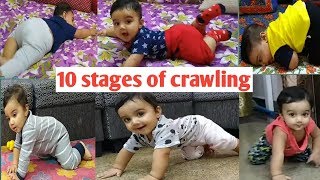 Stages of Crawling and different techniques Miggibaby learns to crawl [upl. by Annawek]