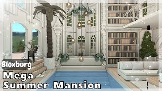 BLOXBURG Mega Summer Mansion Speedbuild interior  full tour Roblox House Build [upl. by Him]