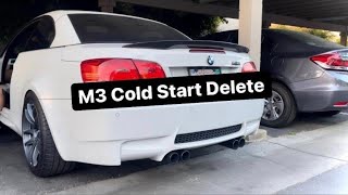 E90 M3 Cold Start Delete S65 V8  E85 Long Crank Startup  OEM Muffler Mod and Test Pipes [upl. by Roye]