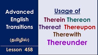 Advanced English Transitions THEREIN THEREON THEREAT THEREUPON THEREWITH THEREUNDER  In Tamil [upl. by Cordey525]