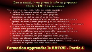 Formation Windows BATCH et la ligne de commande  Partie 4 [upl. by Acirtal573]