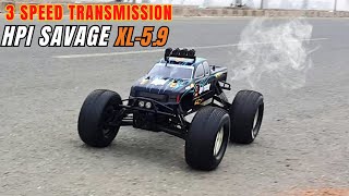 Hpi Savage XL 59 🔥🔥  Three Speed Transmission  One of the Best Nitro Rc Car [upl. by Anneirda]