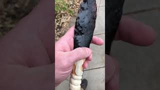 Obsidian knife I made as a gift flintknapping woodcarving bushcraft benwoodruff tribal [upl. by Eihcir959]