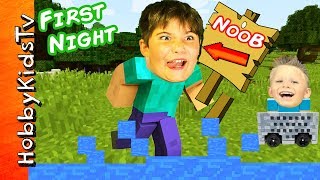 HobbyNOOBS First Night In Minecraft by HobbyKidsTV [upl. by Ruzich228]