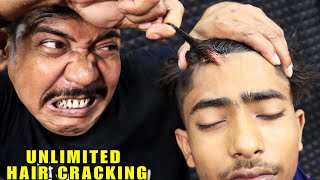 Unlimited Hair Cracking by Asim Barber  Head Massage amp Hair Scratching  Neck Cracking  Sleep ASMR [upl. by Grose]