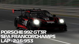 Iracing PORSCHE 992 GT3 R Spa Francorchamps [upl. by Allerbag]