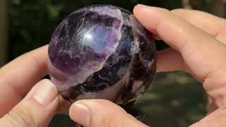 Polished Dark Purple Fluorite Gemstone Crystal Sphere Decor Ball [upl. by Tuckie287]