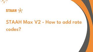 STAAH Max V2 How to add rate codes [upl. by Karalee]