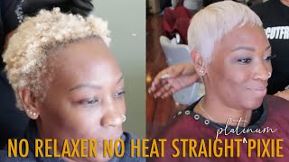 No Relaxer No Heat Straight Platinum Pixie  Jasmine Ashley [upl. by Moht]