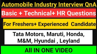 Automobile Industry Interview Question amp Answers Maruti Tata Motors Mahendra Interview Experience [upl. by Enirroc688]