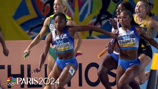 Melissa Jefferson leads USA in dominant womens 4x100m relay at World Athletics Relays  NBC Sports [upl. by Verile]